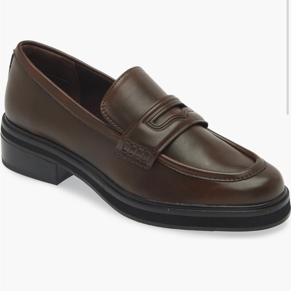 Open Edit Shoes - Classic Women's Brown Leather Penny Loafers